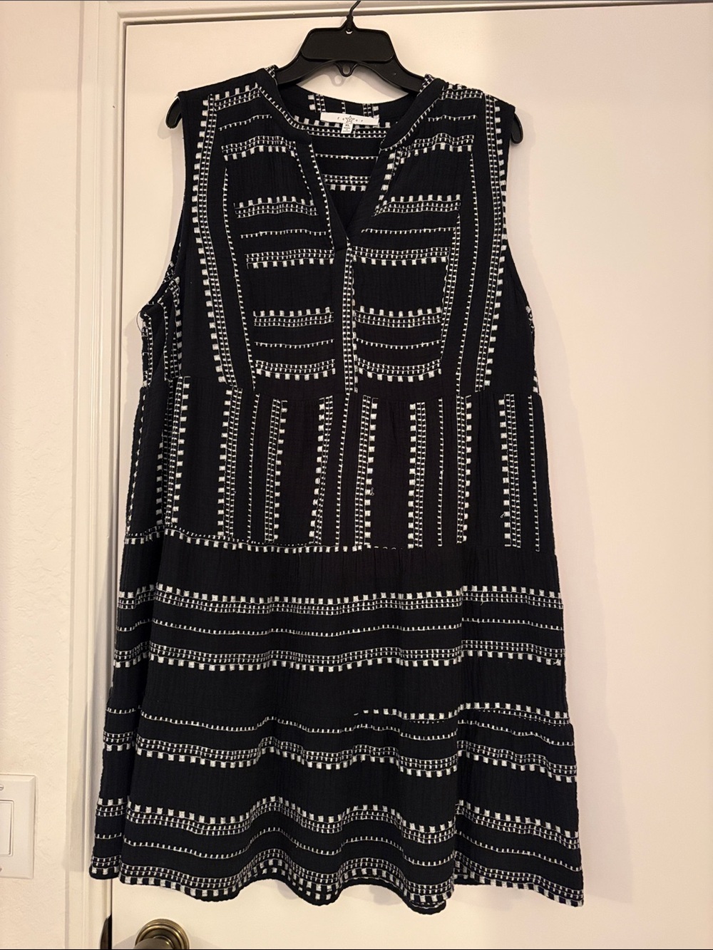 Fever Black and White Sleeveless Mini Dress